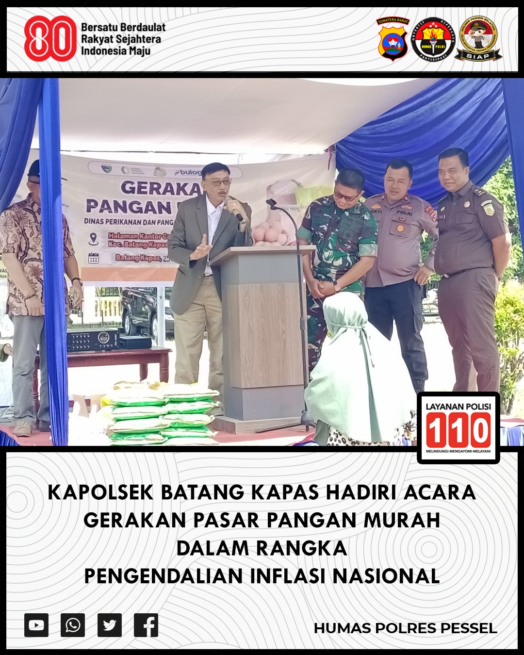 Polsek Batang Kapas Kawal Pasar Pangan Murah, Kendalikan Inflasi di Pessel
