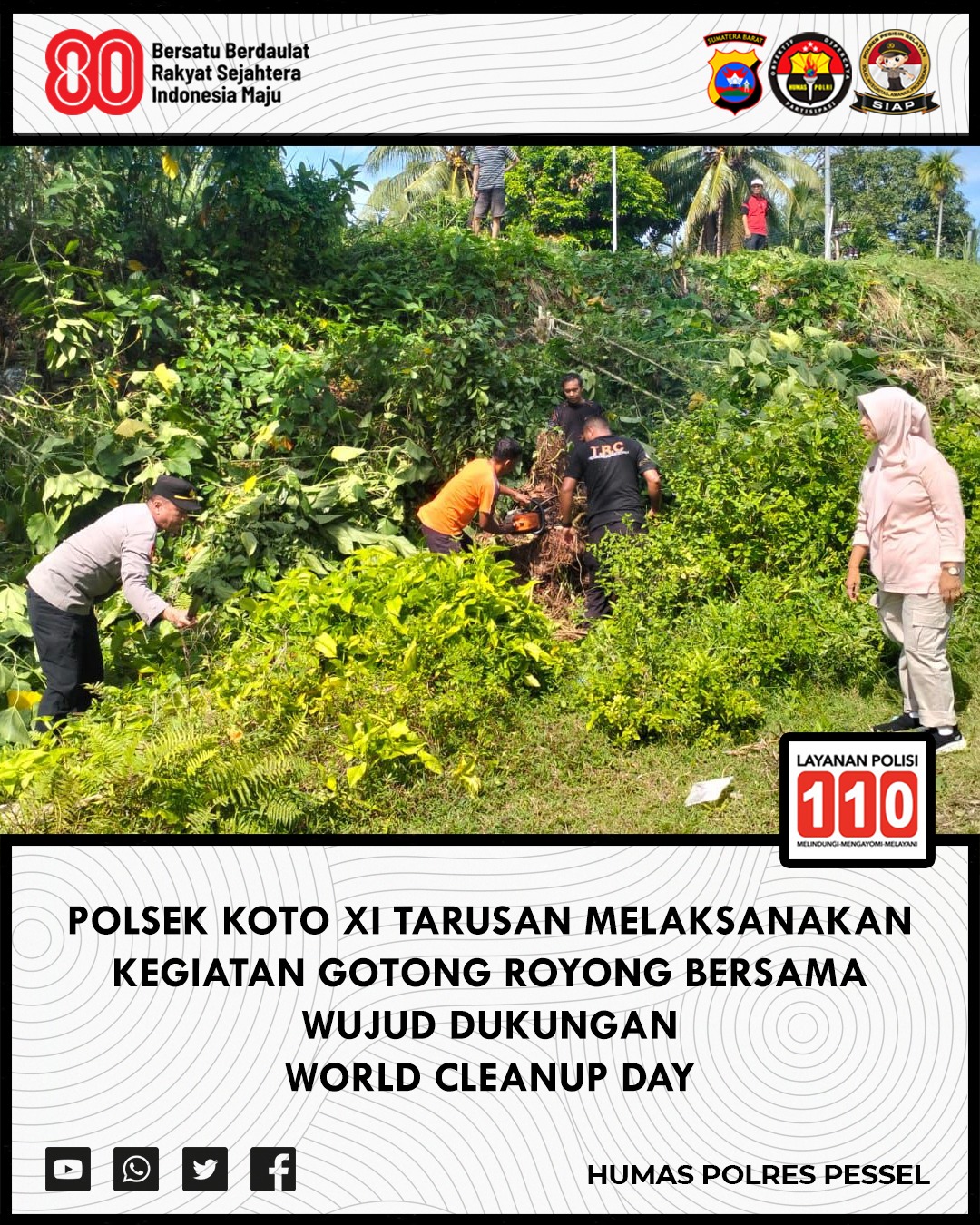 Dukung World Cleanup Day, Polsek Koto XI Tarusan Gelar Goro Bersama di Pansur Ampang Pulai