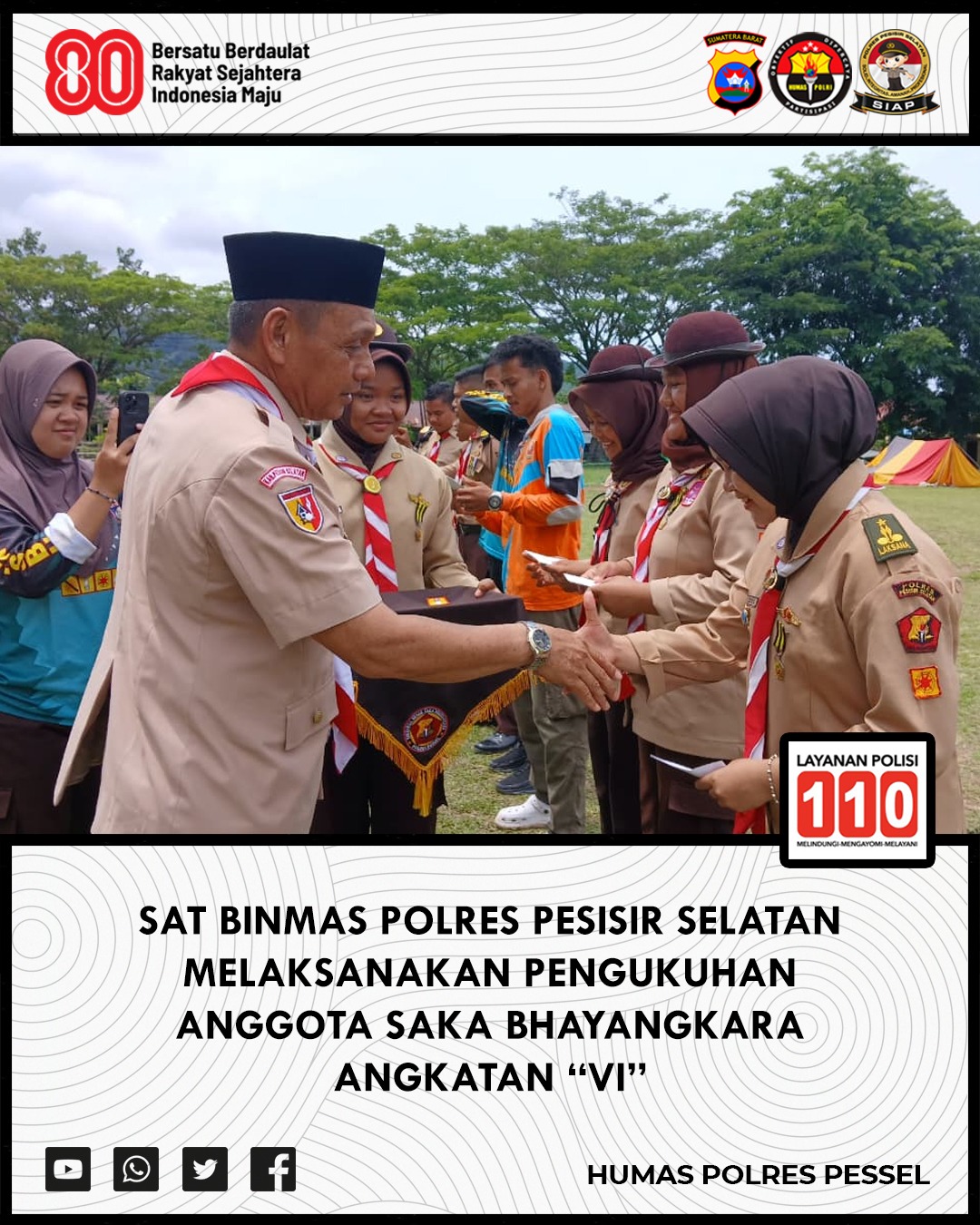 Libatkan 69 Peserta, Polres Pessel Gelar Pengukuhan Anggota Saka Bhayangkara Angkatan VI