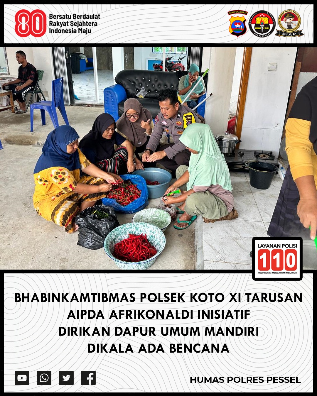 Aipda Afrikonaldi, Bhabinkamtibmas Polsek Koto XI Tarusan, Tetap Hadir dengan Dapur Umum Mandiri