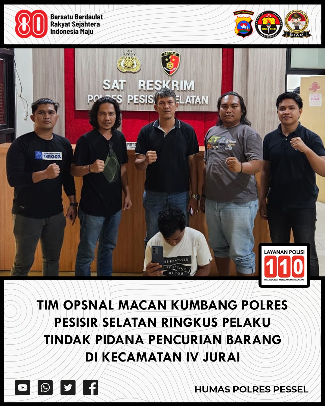 Terungkap Berkat Kecepatan, Polres Pessel Tangkap Pelaku Pencurian Handphone