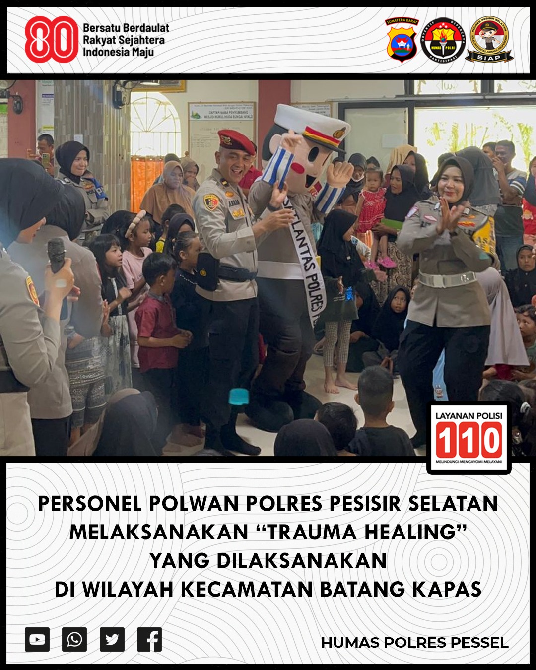 Polwan Polres Pessel Hadir, Pulihkan Trauma Anak Pasca Banjir Batang Kapas