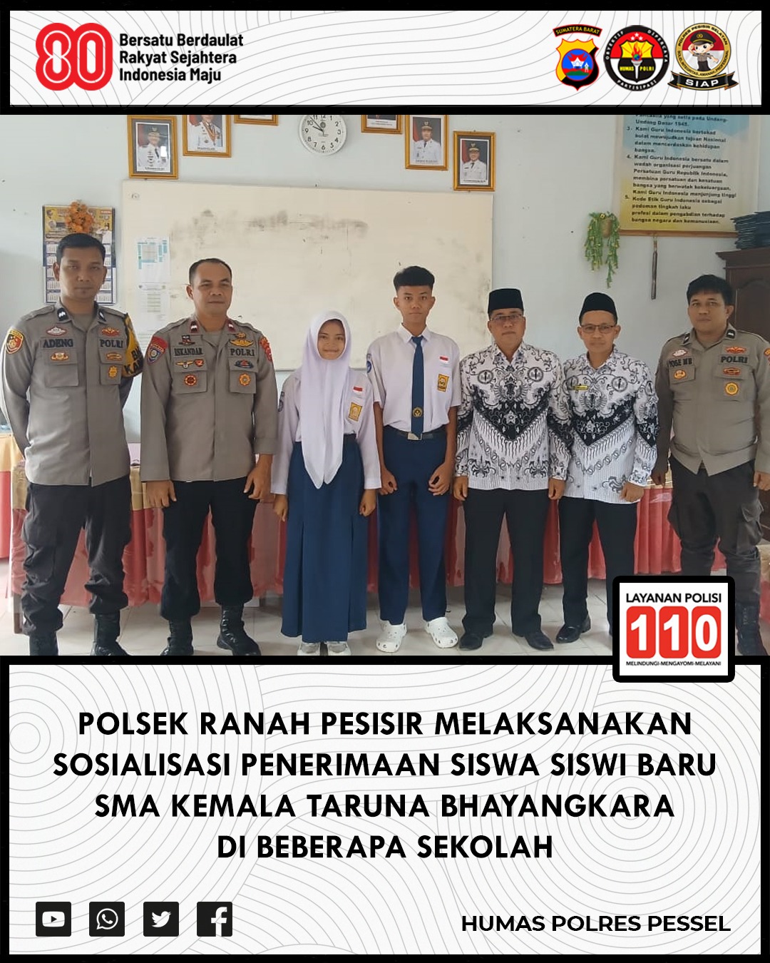 Polsek Ranah Pesisir Gencarkan Sosialisasi Penerimaan Siswa Baru SMA Kemala Taruna Bhayangkara