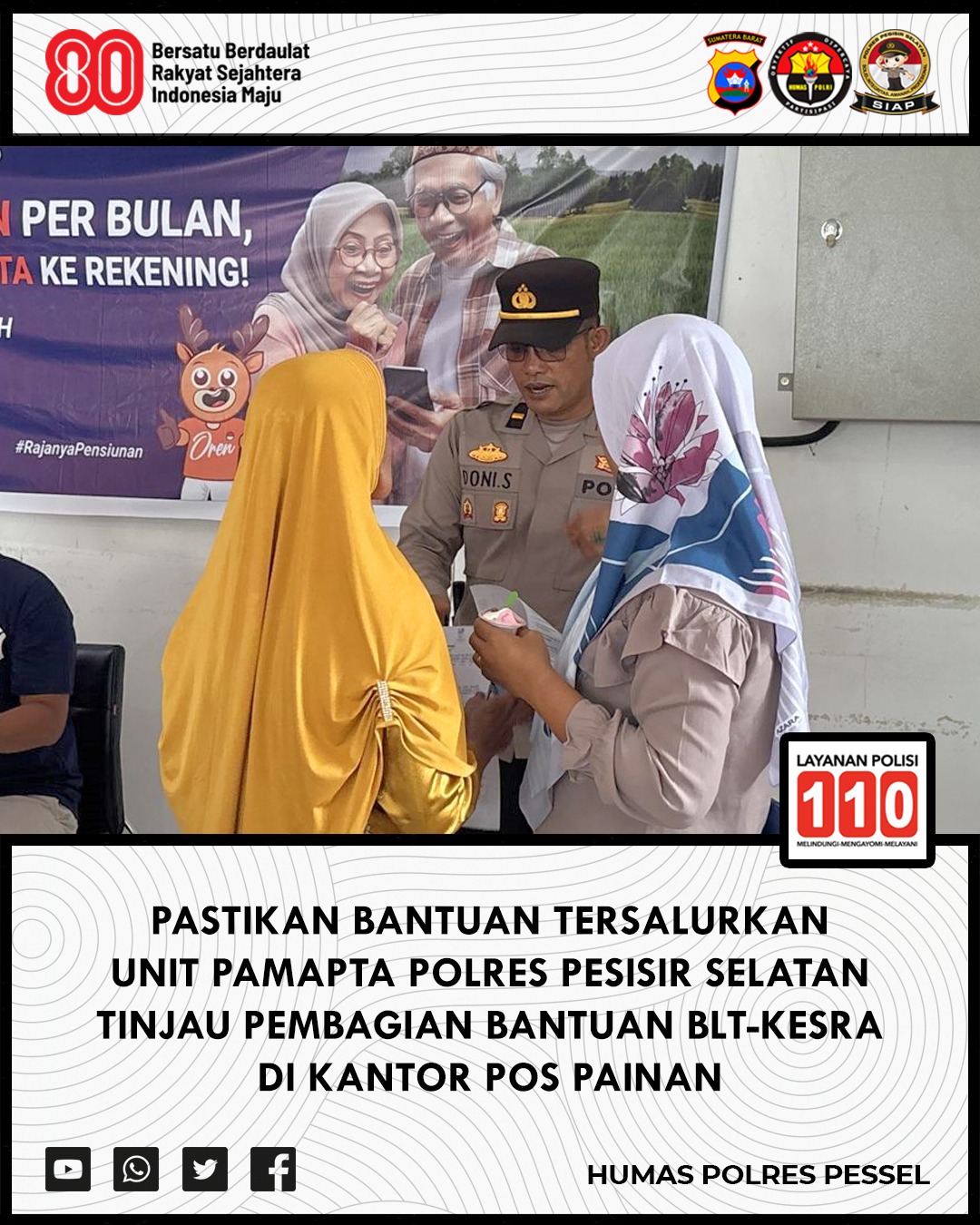 Polres Pessel Amankan Pembagian BLT-Kesra, Pastikan Bantuan Tersalurkan Tertib